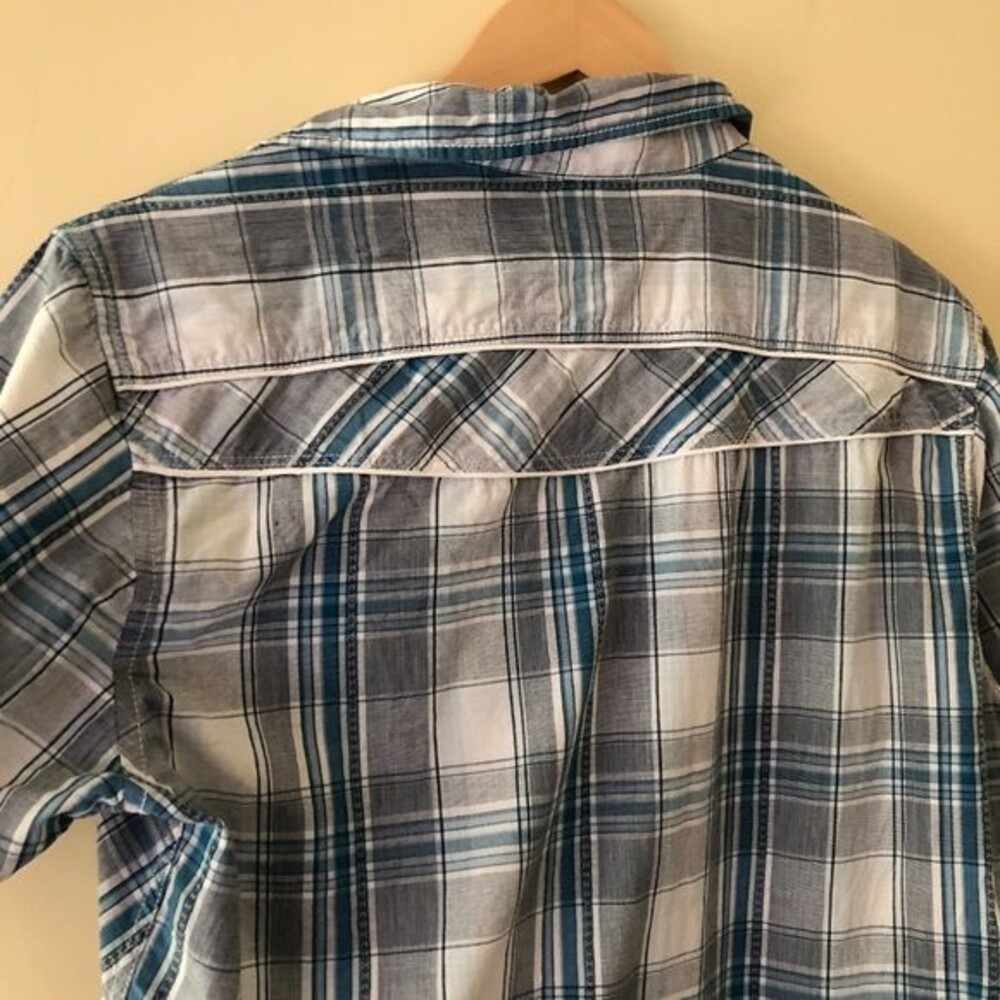 Helix Western Shirt Plaid Blue Gray Size M - Picture 4 of 7
